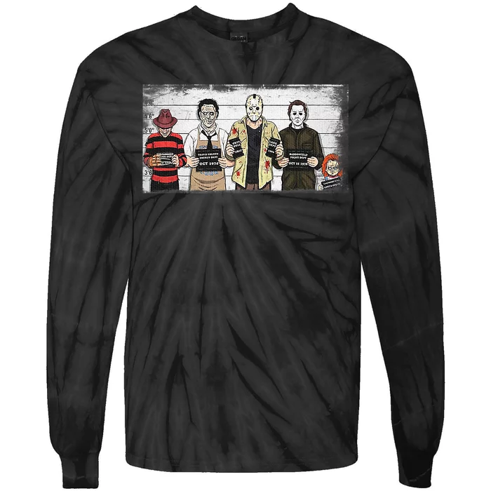 Halloween Creepy Legends Killer Mugshots Horror Fan Tie-Dye Long Sleeve Shirt