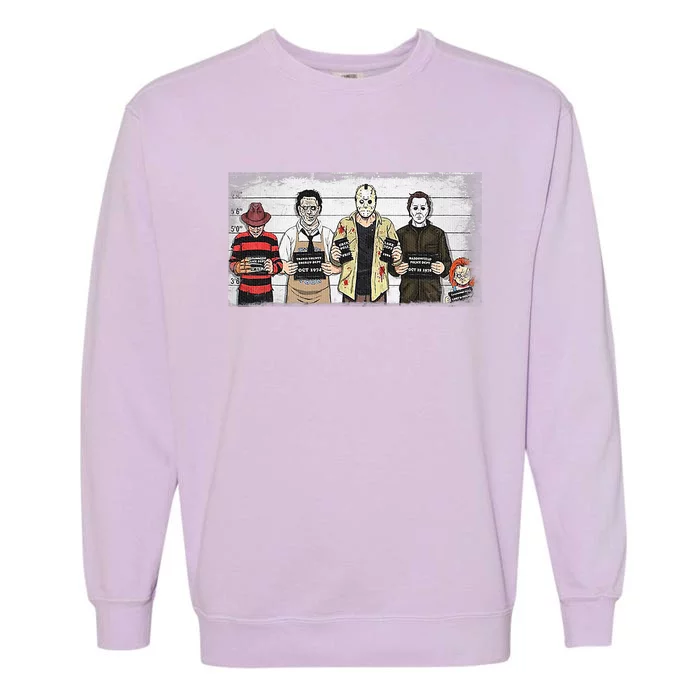 Halloween Creepy Legends Killer Mugshots Horror Fan Garment-Dyed Sweatshirt