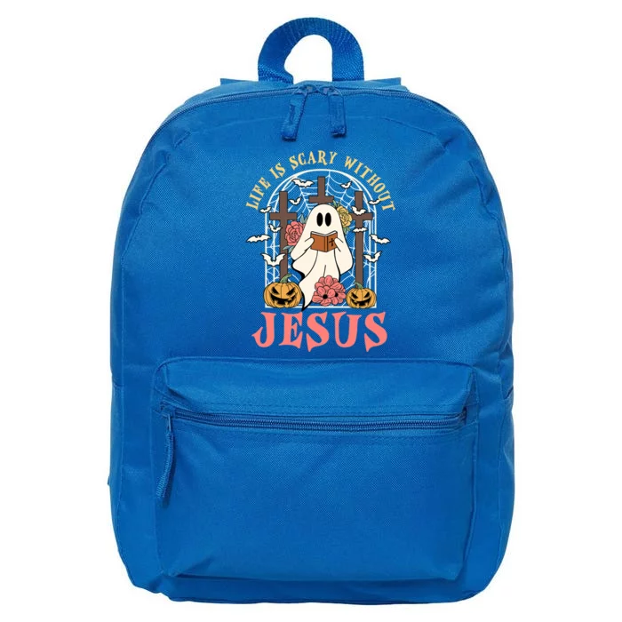 Halloween Christian Life Is Scary Without Jesus Lover Groovy Cute Gift 16 in Basic Backpack