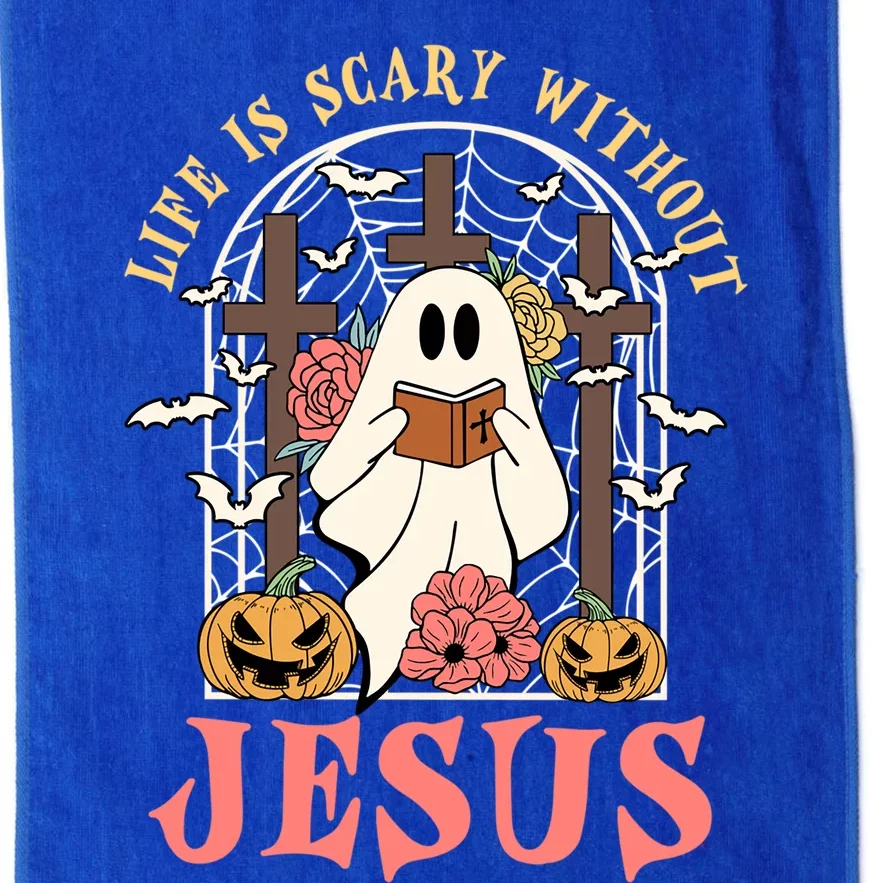 Halloween Christian Life Is Scary Without Jesus Lover Groovy Cute Gift Platinum Collection Golf Towel