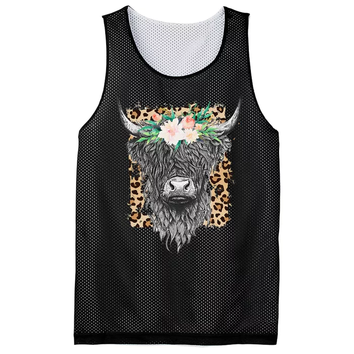 Highland Castle Leopard Flower Cow Western Cowhide Cowgirl Mesh Reversible Basketball Jersey Tank