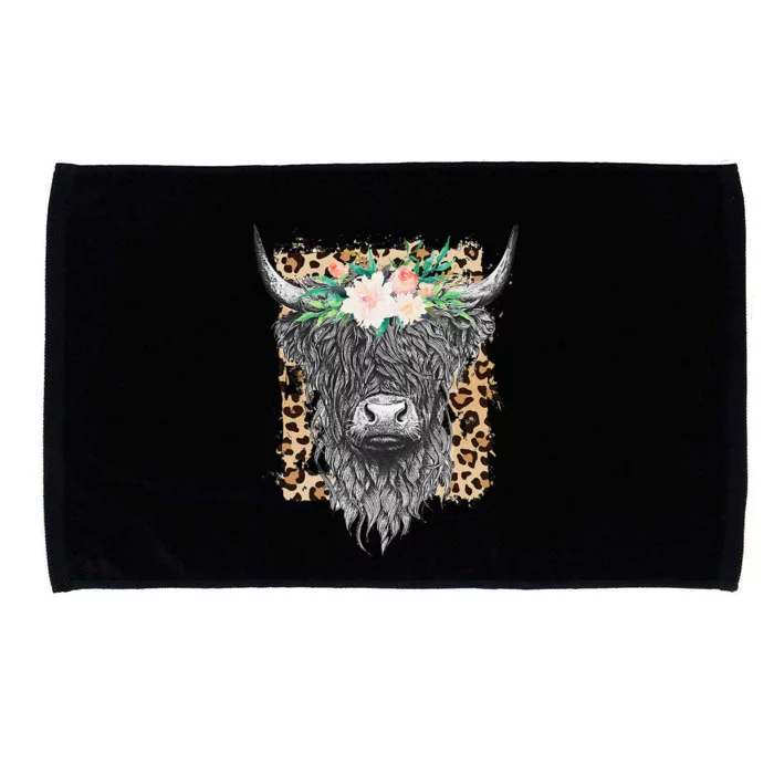 Highland Castle Leopard Flower Cow Western Cowhide Cowgirl Microfiber Hand Towel