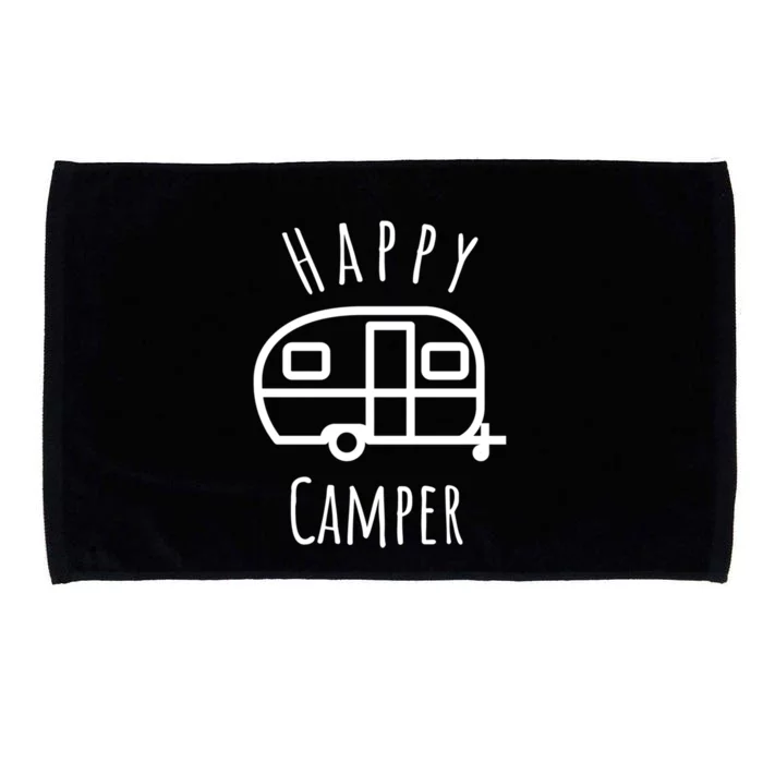 Happy Camper Lake Life Campfire Bonfire Camping Gift Microfiber Hand Towel