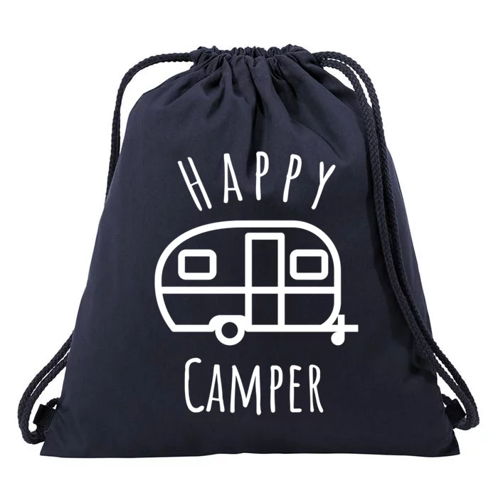 Happy Camper Lake Life Campfire Bonfire Camping Gift Drawstring Bag