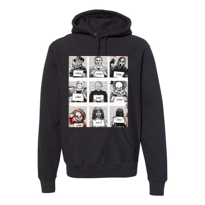 Halloween Creepy Legends Killer Mugshots Horror Fan Gifts Premium Hoodie