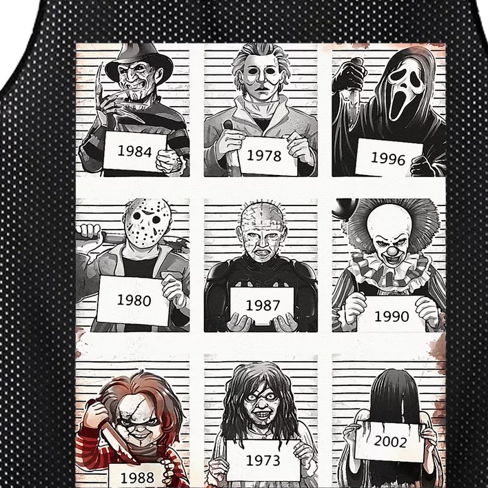 Halloween Creepy Legends Killer Mugshots Horror Fan Gifts Mesh Reversible Basketball Jersey Tank