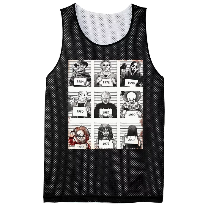 Halloween Creepy Legends Killer Mugshots Horror Fan Gifts Mesh Reversible Basketball Jersey Tank