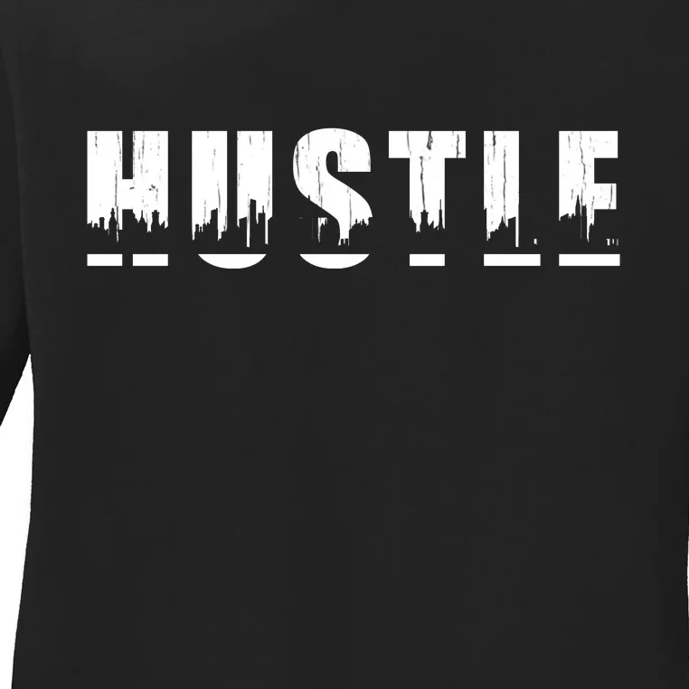 Hustle City Logo Ladies Long Sleeve Shirt