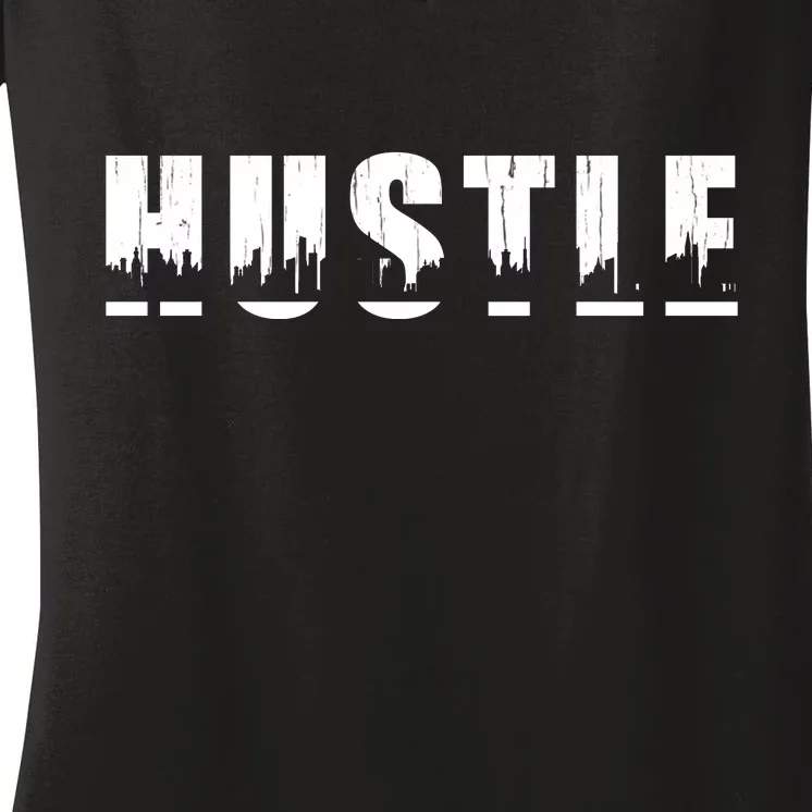 Hustle City Logo Women's V-Neck T-Shirt