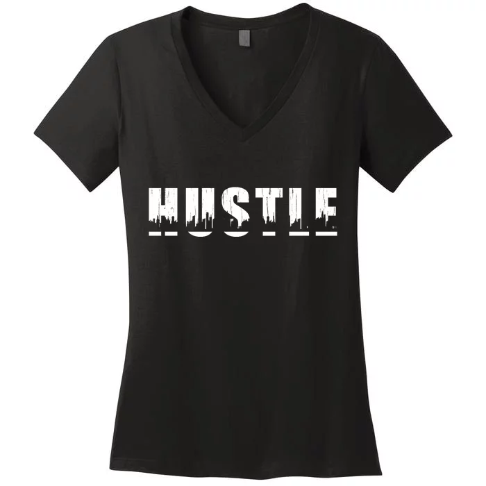 Hustle City Logo Women's V-Neck T-Shirt