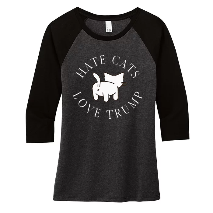 Hate Cats Love Trump Vote Trump 2024 Women's Tri-Blend 3/4-Sleeve Raglan Shirt