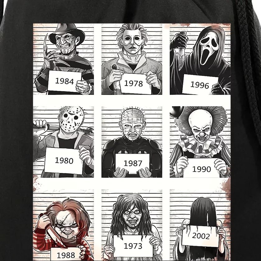 Halloween Creepy Legends Killer Mugshots Horror Fan Gifts Drawstring Bag