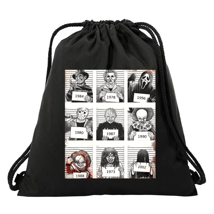 Halloween Creepy Legends Killer Mugshots Horror Fan Gifts Drawstring Bag