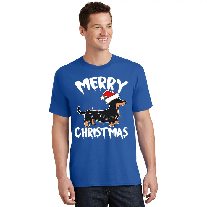 Happy Christmas Lazy Christmas Costume Dachshund Doxie Funny Gift T-Shirt