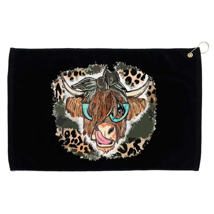 Highland Cow Leopard Bandana Cowgirl Cowhide Western Grommeted Golf Towel