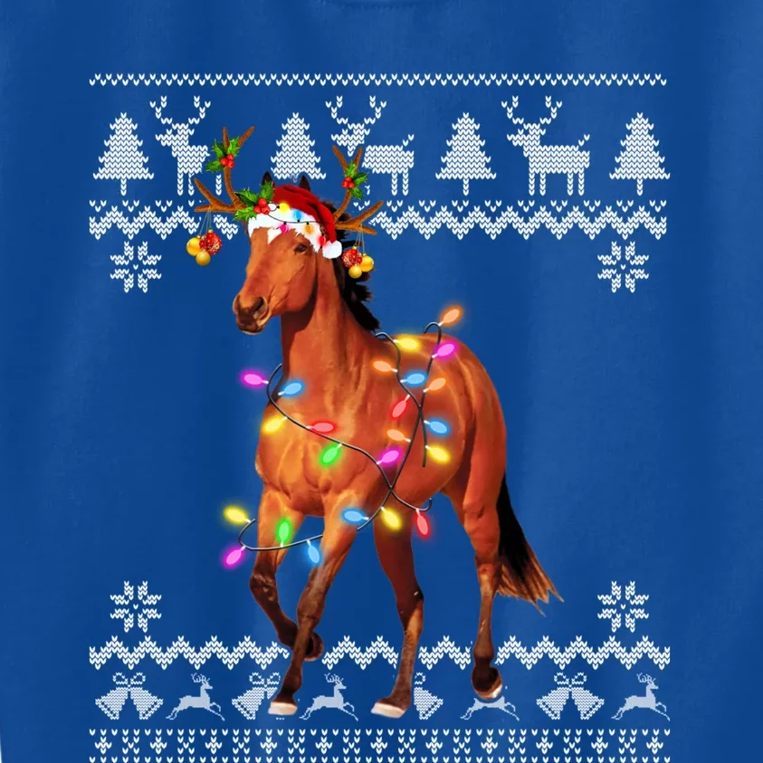 Horse Christmas Lights Santa Hat Xmas Ornat Great Gift Kids Sweatshirt