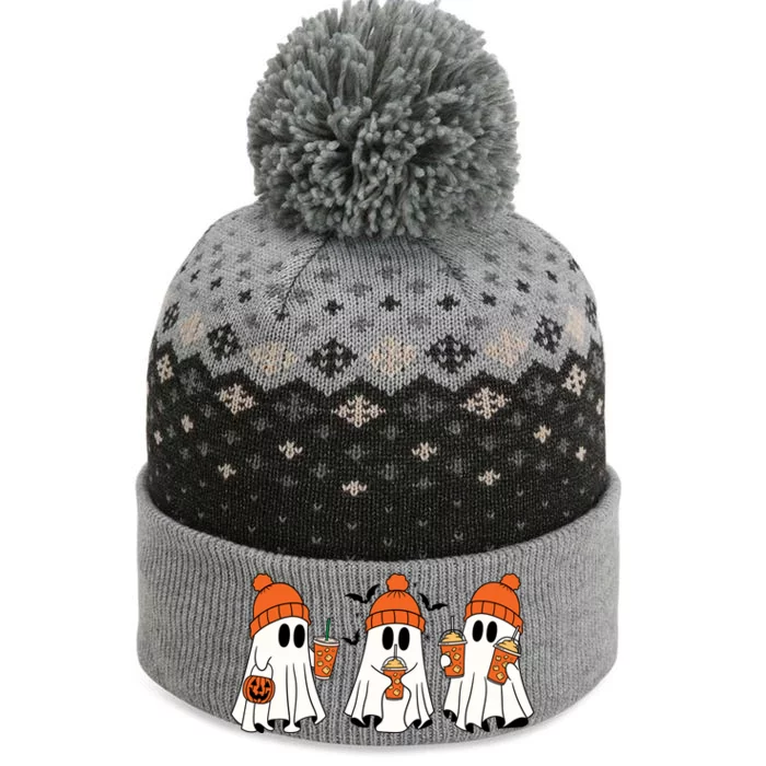 Halloween Coffee Lover Ghost The Baniff Cuffed Pom Beanie