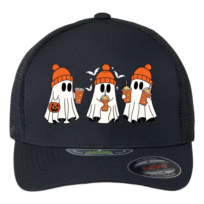 Halloween Coffee Lover Ghost Flexfit Unipanel Trucker Cap