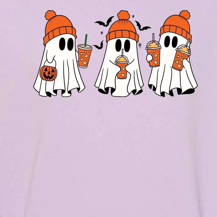 Halloween Coffee Lover Ghost Garment-Dyed Sweatshirt