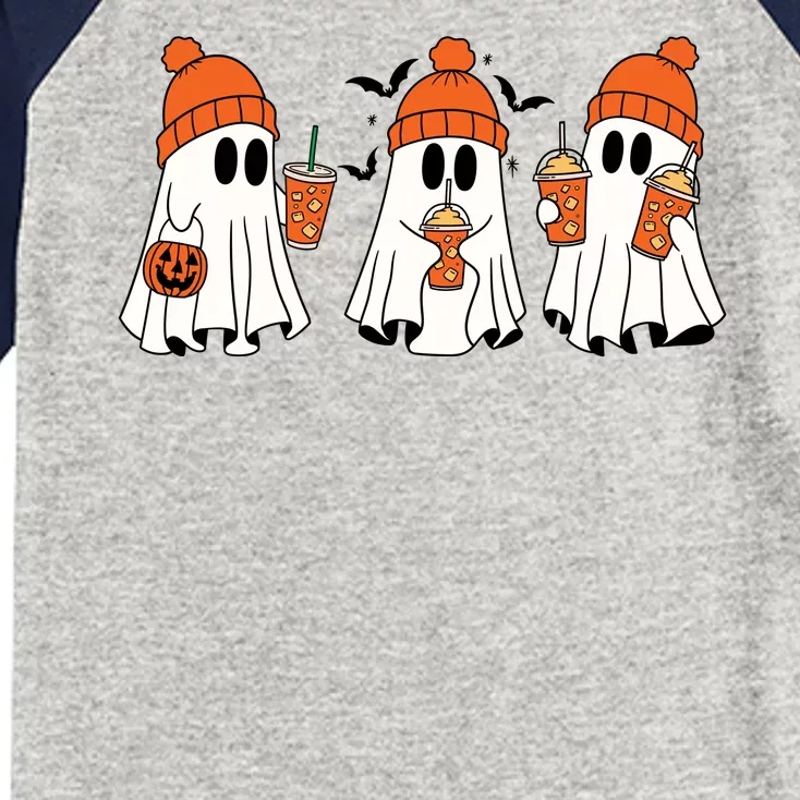 Halloween Coffee Lover Ghost Kids Colorblock Raglan Jersey