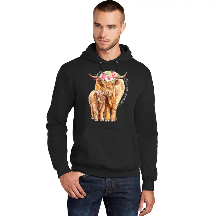 Highland Cattle Lover Cow Calf Farm Love One Another Cute Hoodie