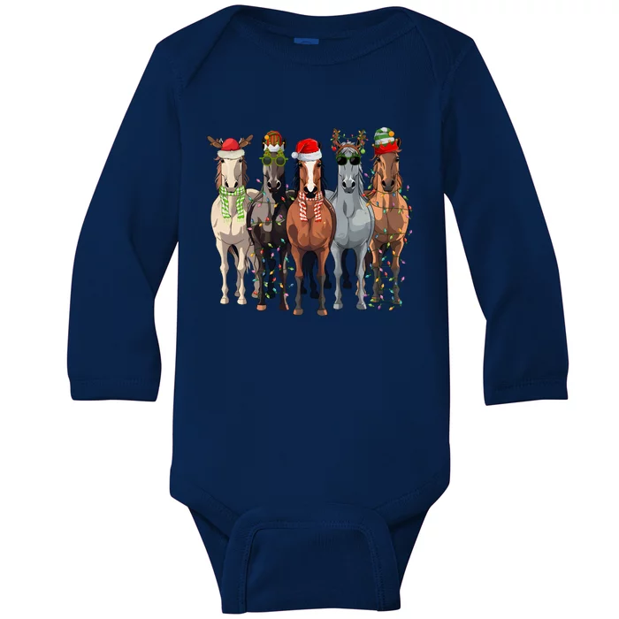 Horse Christmas Lights Holiday Season Xmas Baby Long Sleeve Bodysuit