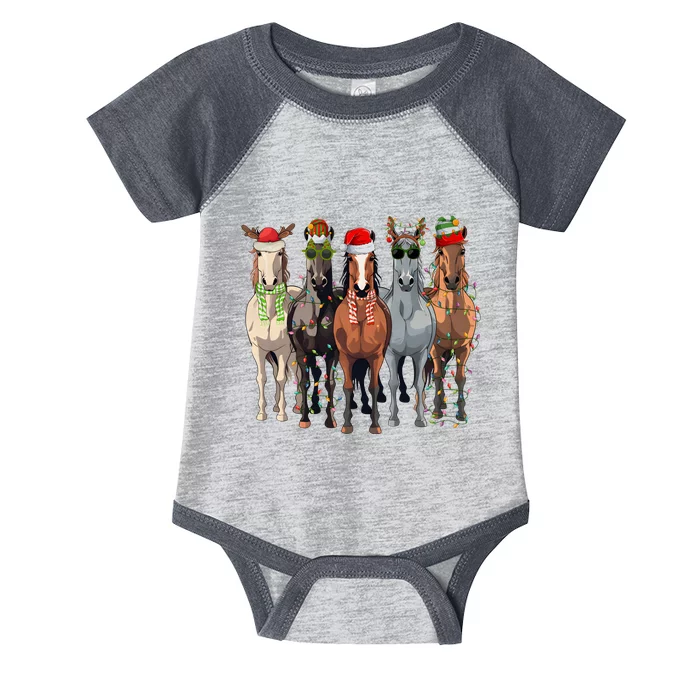 Horse Christmas Lights Holiday Season Xmas Infant Baby Jersey Bodysuit