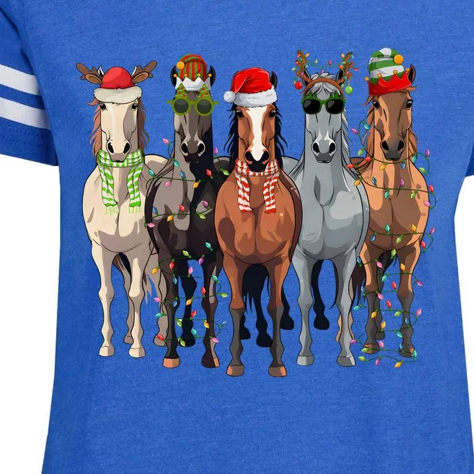 Horse Christmas Lights Holiday Season Xmas Enza Ladies Jersey Football T-Shirt