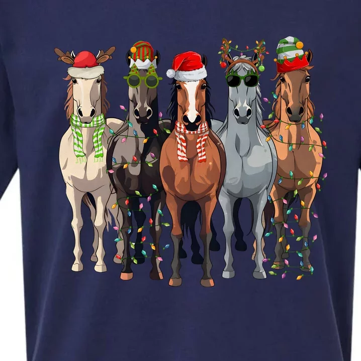 Horse Christmas Lights Holiday Season Xmas Sueded Cloud Jersey T-Shirt