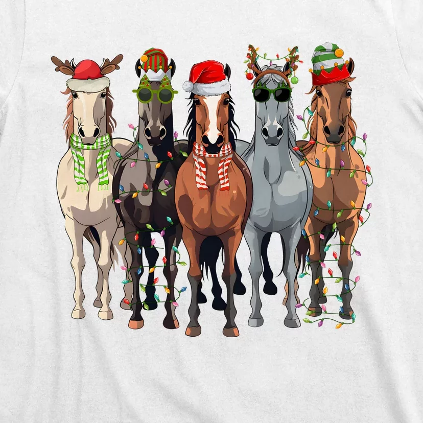 Horse Christmas Lights Holiday Season Xmas T-Shirt