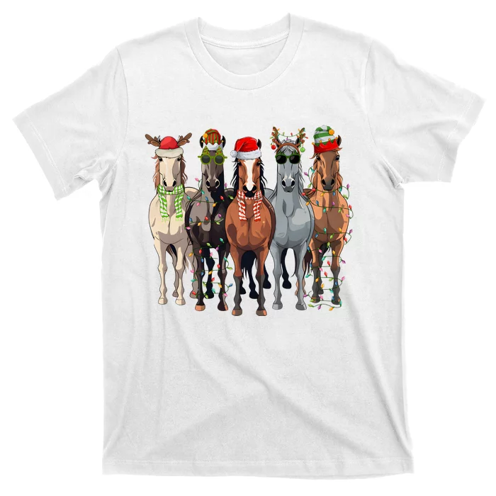 Horse Christmas Lights Holiday Season Xmas T-Shirt