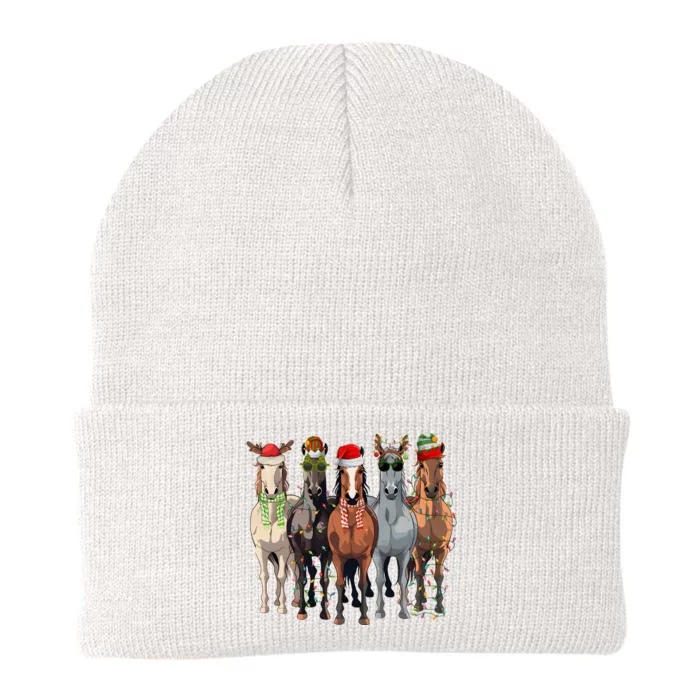 Horse Christmas Lights Holiday Season Xmas Knit Cap Winter Beanie