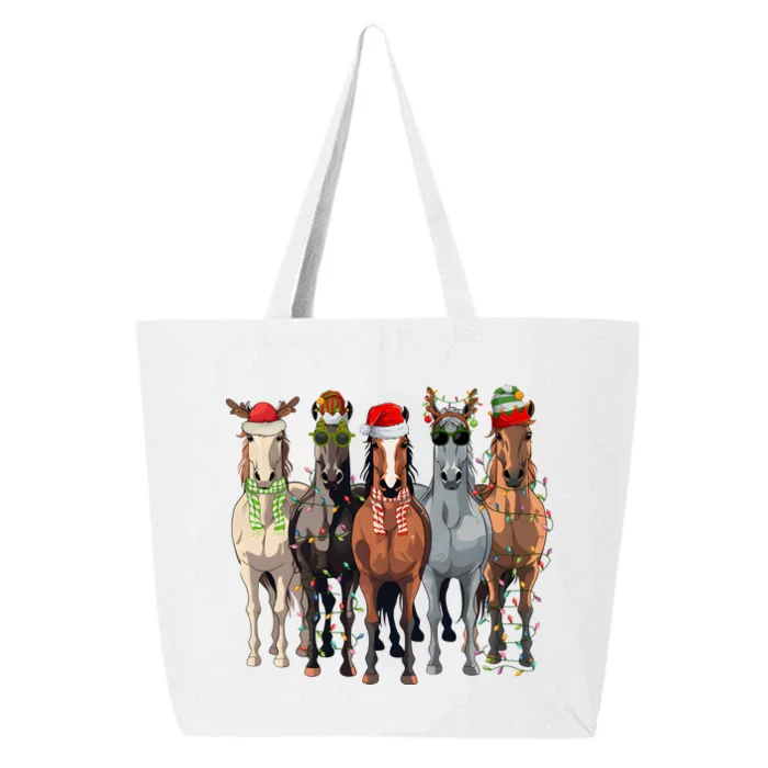 Horse Christmas Lights Holiday Season Xmas 25L Jumbo Tote