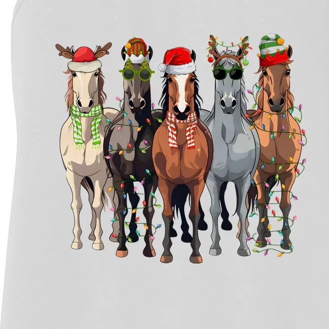 Horse Christmas Lights Holiday Season Xmas Women's Racerback Tank