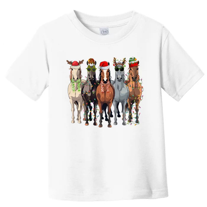 Horse Christmas Lights Holiday Season Xmas Toddler T-Shirt