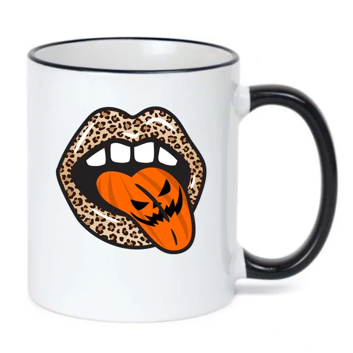 Halloween Cheetah Lips Pumpkin Black Color Changing Mug