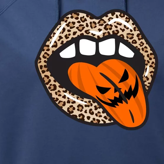 Halloween Cheetah Lips Pumpkin Performance Fleece Hoodie