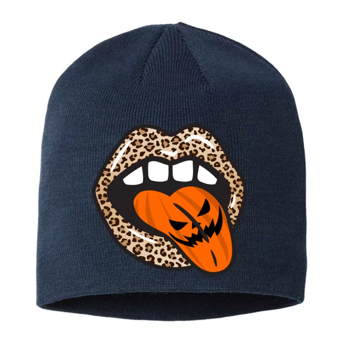 Halloween Cheetah Lips Pumpkin 8 1/2in Sustainable Knit Beanie