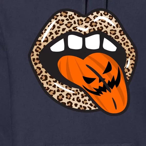 Halloween Cheetah Lips Pumpkin Premium Hoodie