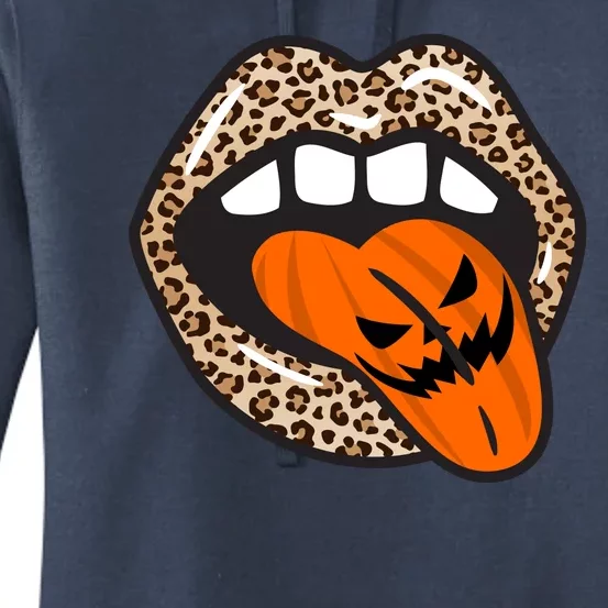 Halloween Cheetah Lips Pumpkin Women's Pullover Hoodie