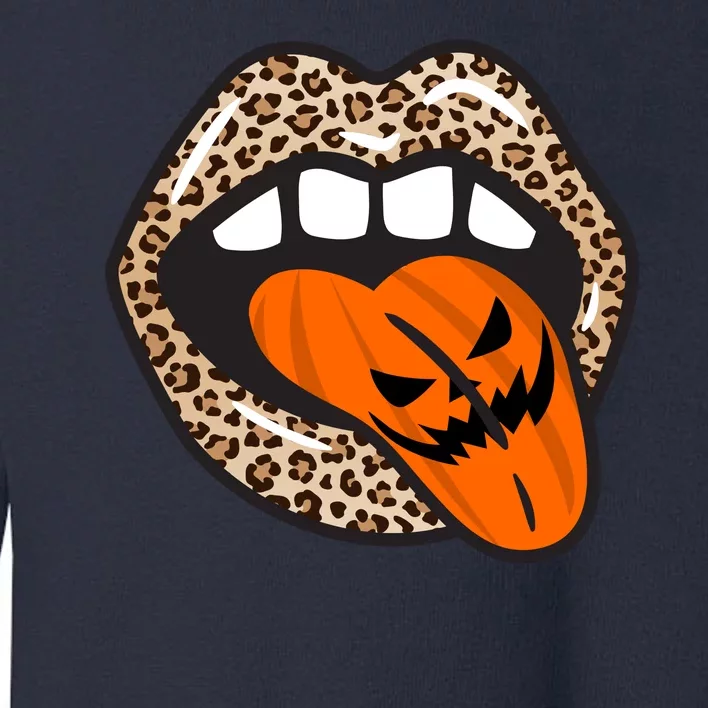 Halloween Cheetah Lips Pumpkin Toddler Sweatshirt