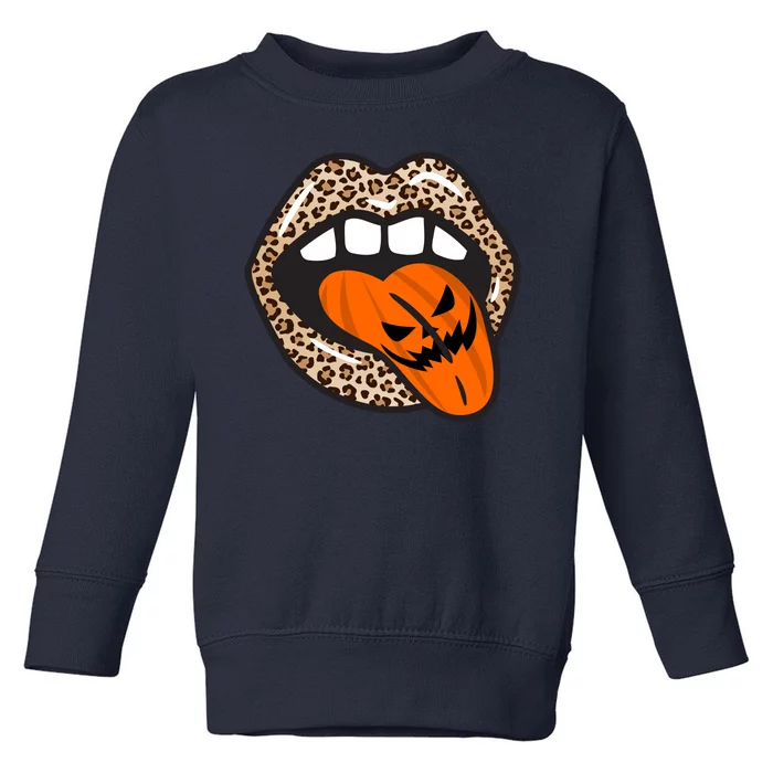 Halloween Cheetah Lips Pumpkin Toddler Sweatshirt