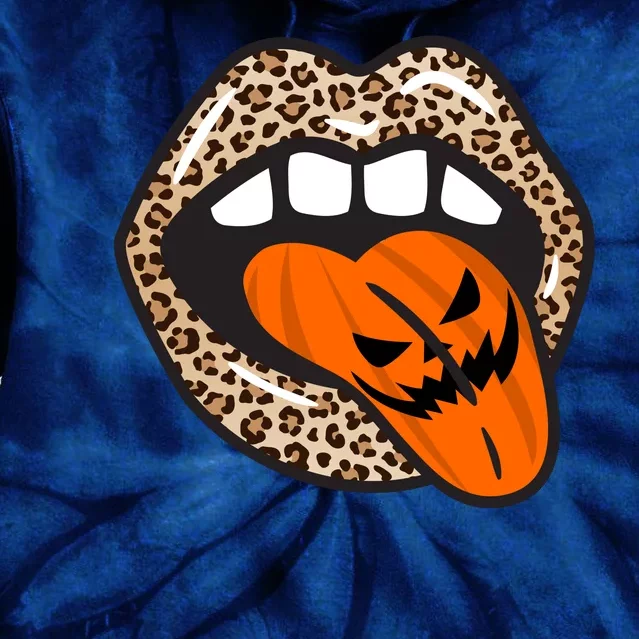 Halloween Cheetah Lips Pumpkin Tie Dye Hoodie