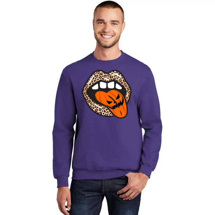 Halloween Cheetah Lips Pumpkin Sweatshirt