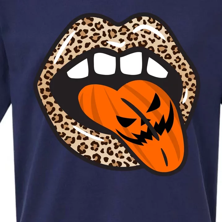 Halloween Cheetah Lips Pumpkin Sueded Cloud Jersey T-Shirt