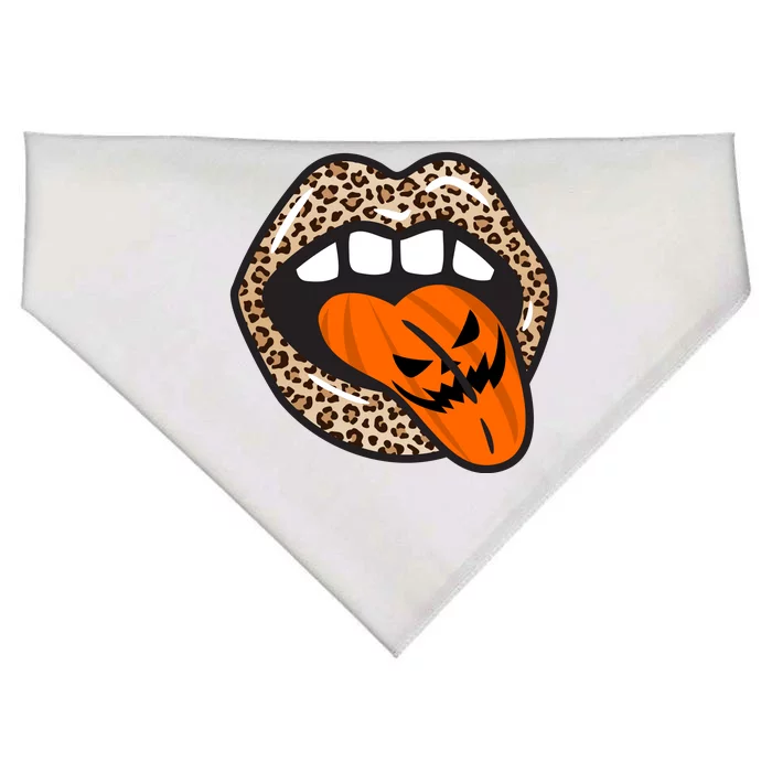 Halloween Cheetah Lips Pumpkin USA-Made Doggie Bandana