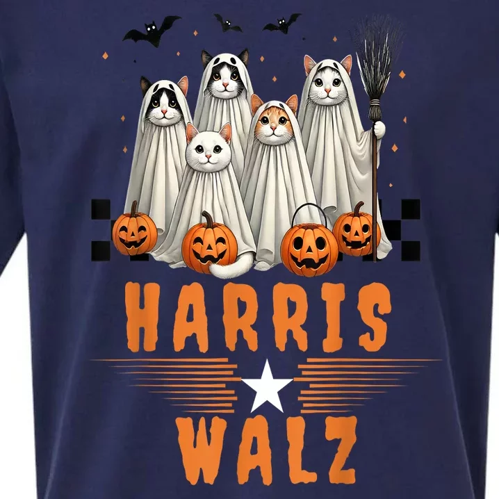 Halloween Cat Lovers Harris Waltz 2024 Vice President Gift Sueded Cloud Jersey T-Shirt