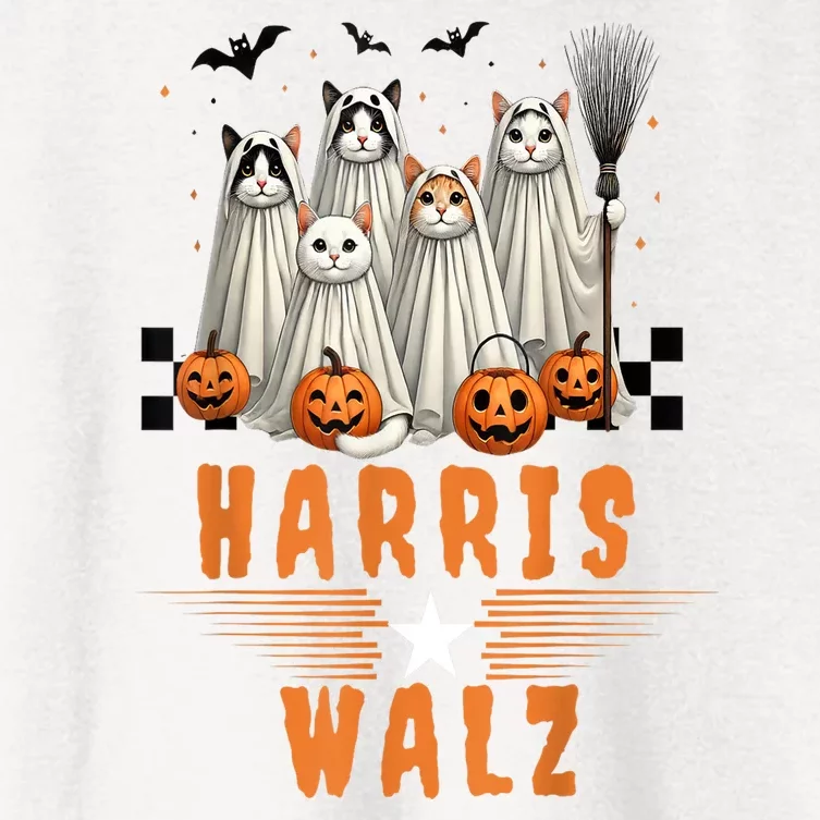 Halloween Cat Lovers Harris Waltz 2024 Vice President Gift Women's Crop Top Tee