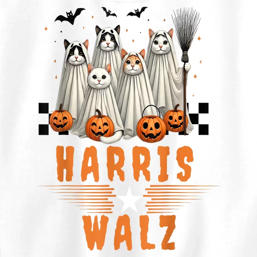 Halloween Cat Lovers Harris Waltz 2024 Vice President Gift Kids Sweatshirt