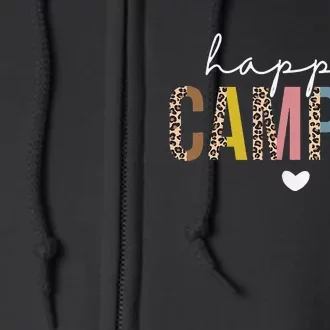 Happy Camper Leopard Camping Lover Outdoor Activities Camper Full Zip Hoodie